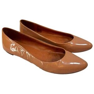 Madewell Shoes Flats Women size 7.5 Tan Patent Leather Pointed Toe Career Travel